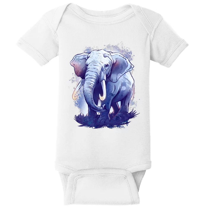 Elephant Colorful Art Baby Bodysuit