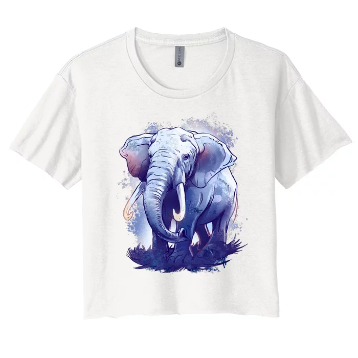 Elephant Colorful Art Women's Crop Top Tee