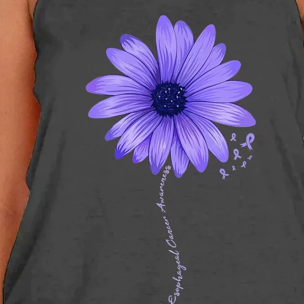 Esophageal Cancer Awareness Sunflower Periwinkle ribbon Women's Knotted Racerback Tank