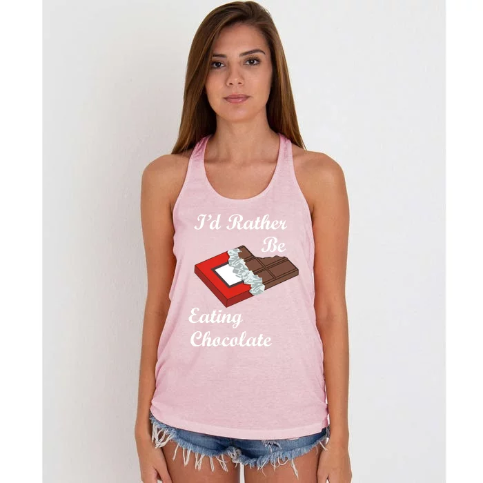 Eating Chocolate And Cocoa Delicious Dark Chocolate Gift Women's Knotted Racerback Tank