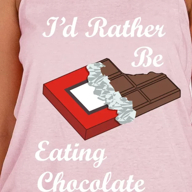 Eating Chocolate And Cocoa Delicious Dark Chocolate Gift Women's Knotted Racerback Tank