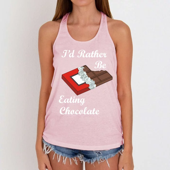 Eating Chocolate And Cocoa Delicious Dark Chocolate Gift Women's Knotted Racerback Tank