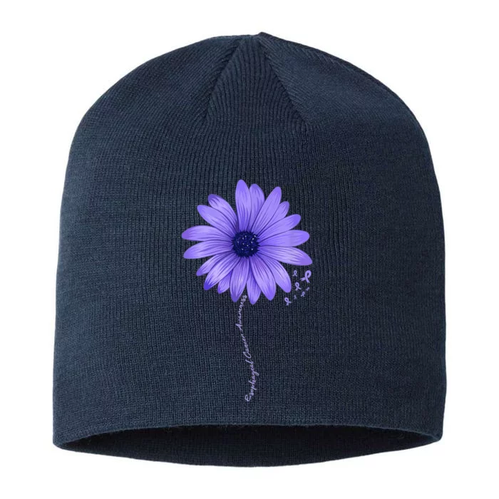 Esophageal Cancer Awareness Sunflower Periwinkle ribbon 8 1/2in Sustainable Knit Beanie