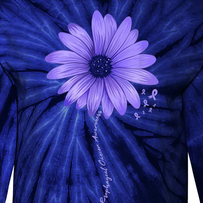 Esophageal Cancer Awareness Sunflower Periwinkle ribbon Tie-Dye Long Sleeve Shirt