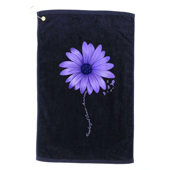 Esophageal Cancer Awareness Sunflower Periwinkle ribbon Platinum Collection Golf Towel