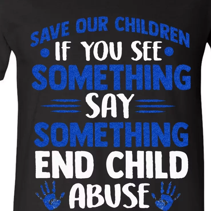 End Child Abuse Child Abuse Prevention Awareness V-Neck T-Shirt