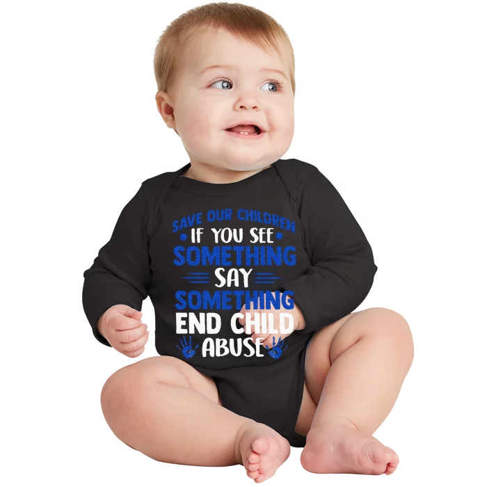 End Child Abuse Child Abuse Prevention Awareness Baby Long Sleeve Bodysuit