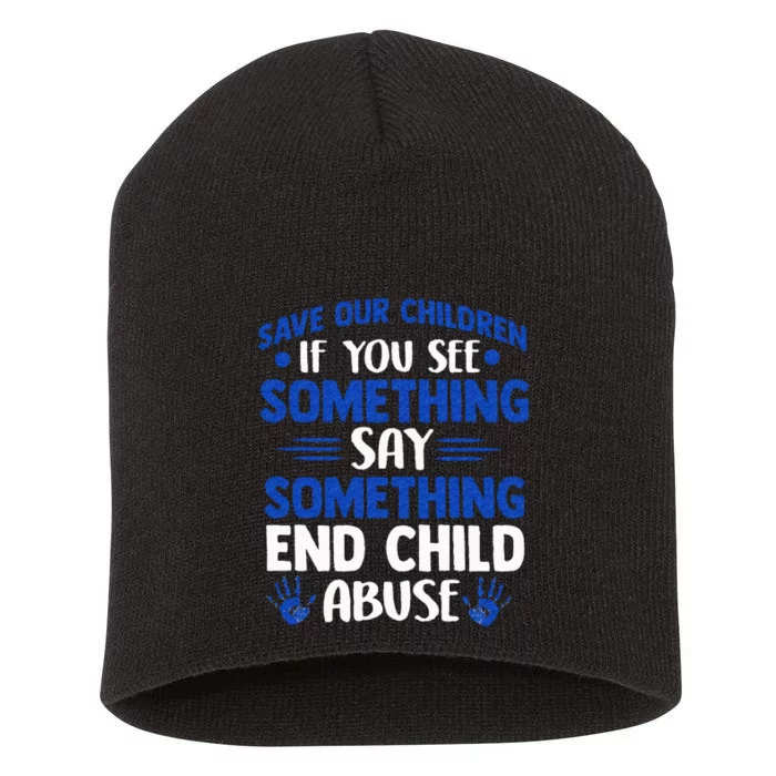 End Child Abuse Child Abuse Prevention Awareness Short Acrylic Beanie