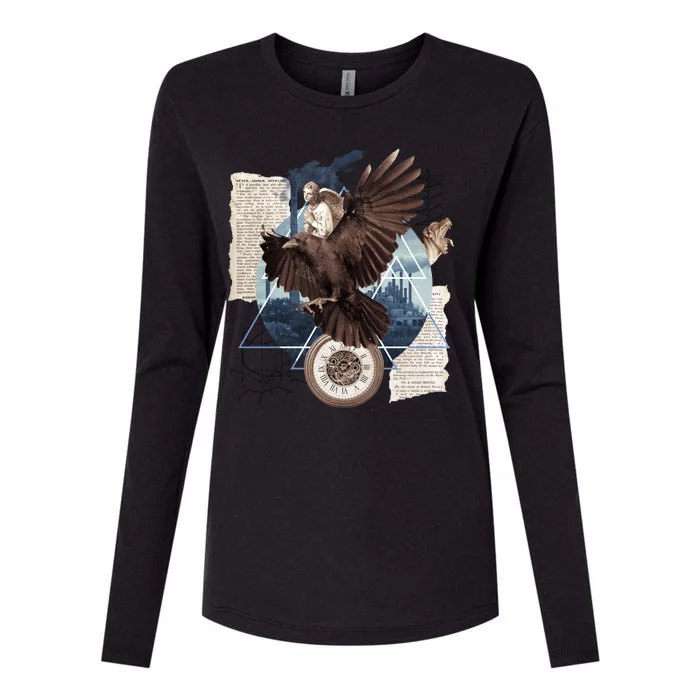 Eagle Collage Ancient Artifact Piece Womens Cotton Relaxed Long Sleeve T-Shirt