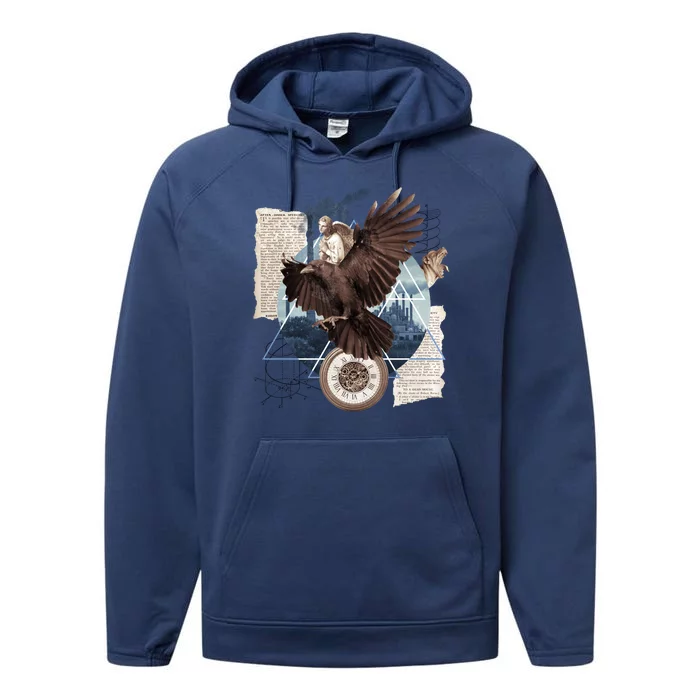 Eagle Collage Ancient Artifact Piece Performance Fleece Hoodie