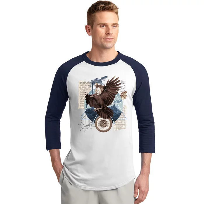 Eagle Collage Ancient Artifact Piece Baseball Sleeve Shirt