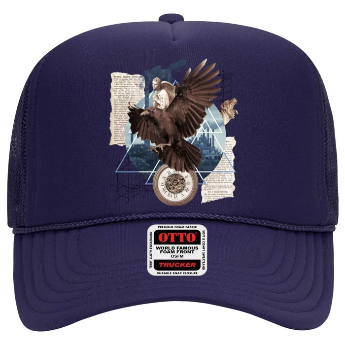 Eagle Collage Ancient Artifact Piece High Crown Mesh Trucker Hat