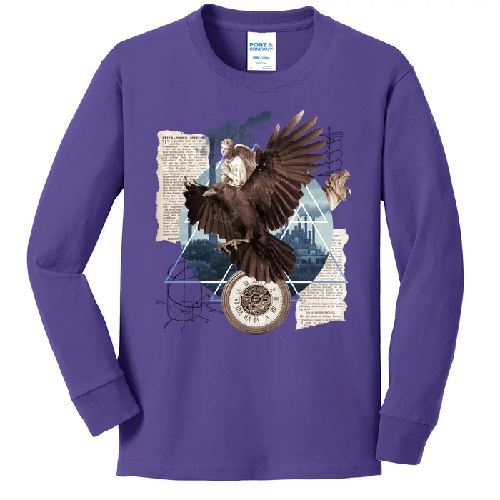 Eagle Collage Ancient Artifact Piece Kids Long Sleeve Shirt