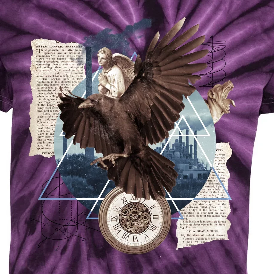 Eagle Collage Ancient Artifact Piece Kids Tie-Dye T-Shirt