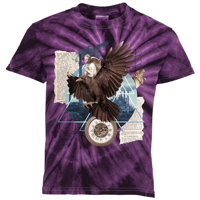 Eagle Collage Ancient Artifact Piece Kids Tie-Dye T-Shirt