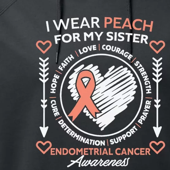 Endometrial Cancer Awareness Wear Peach My Sister Support Performance Fleece Hoodie