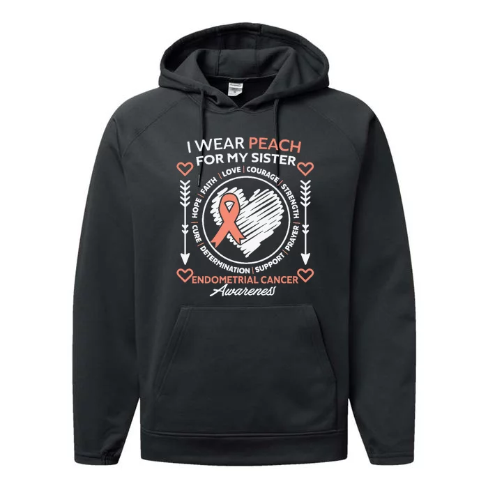 Endometrial Cancer Awareness Wear Peach My Sister Support Performance Fleece Hoodie