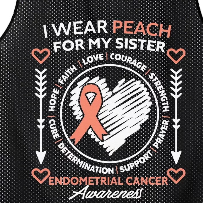 Endometrial Cancer Awareness Wear Peach My Sister Support Mesh Reversible Basketball Jersey Tank