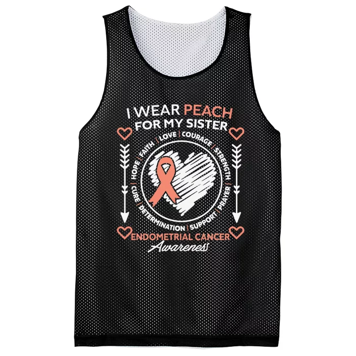 Endometrial Cancer Awareness Wear Peach My Sister Support Mesh Reversible Basketball Jersey Tank