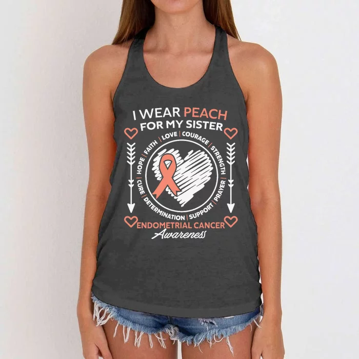 Endometrial Cancer Awareness Wear Peach My Sister Support Women's Knotted Racerback Tank