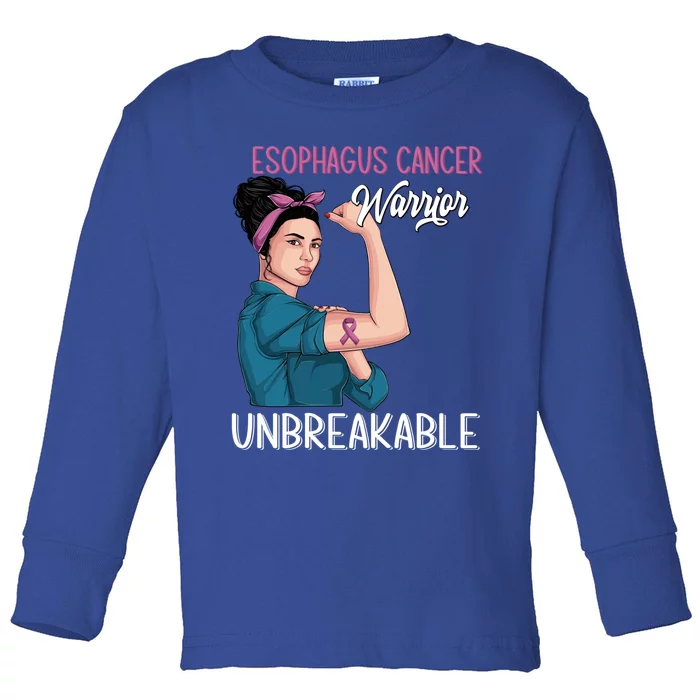 Esophagus Cancer Awareness Warrior Unbreakable Support Gift Toddler Long Sleeve Shirt