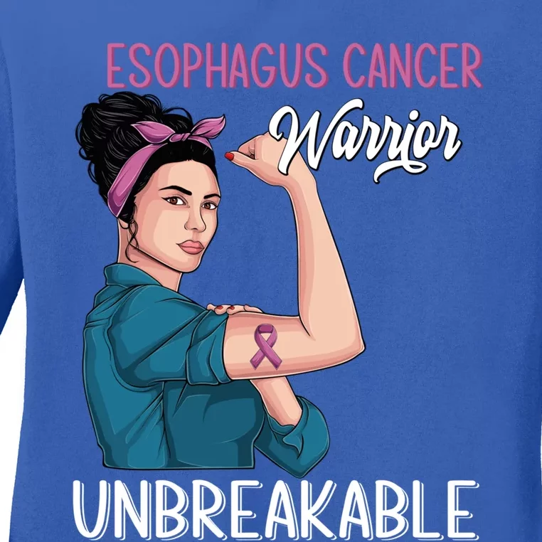 Esophagus Cancer Awareness Warrior Unbreakable Support Gift Ladies Long Sleeve Shirt