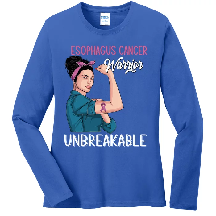 Esophagus Cancer Awareness Warrior Unbreakable Support Gift Ladies Long Sleeve Shirt