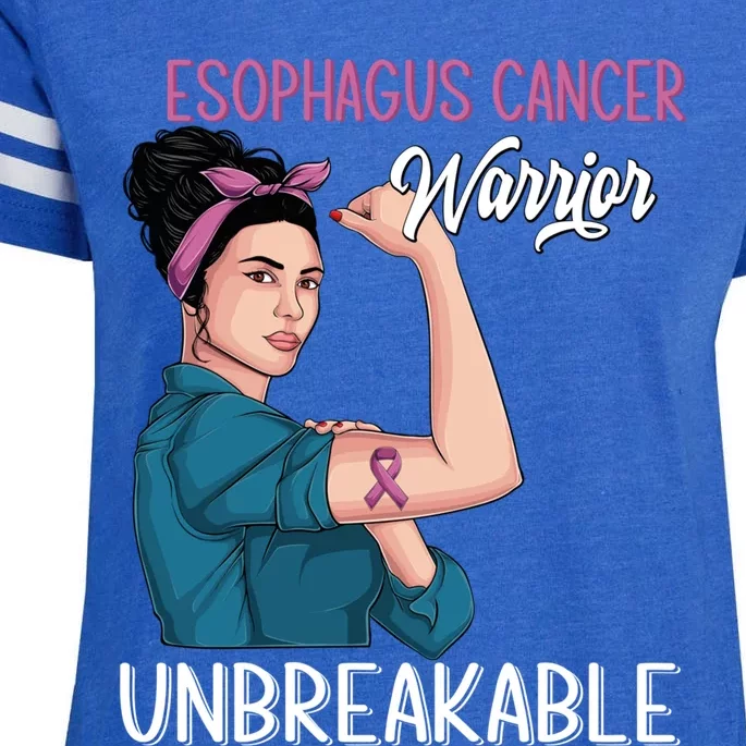 Esophagus Cancer Awareness Warrior Unbreakable Support Gift Enza Ladies Jersey Football T-Shirt