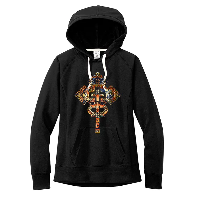 Ethiopian Christian Art Christ In Glory Ethiopian Cross Women's Fleece Hoodie