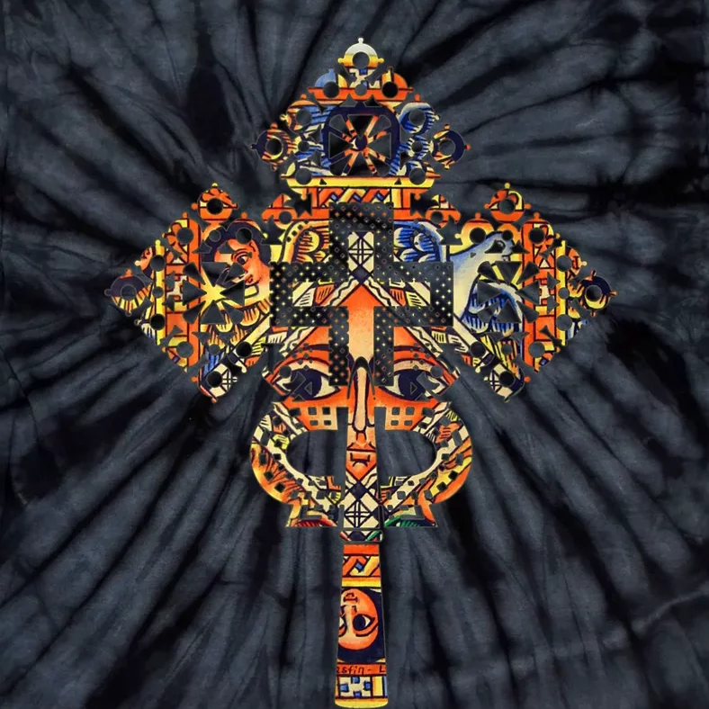 Ethiopian Christian Art Christ In Glory Ethiopian Cross Tie-Dye T-Shirt