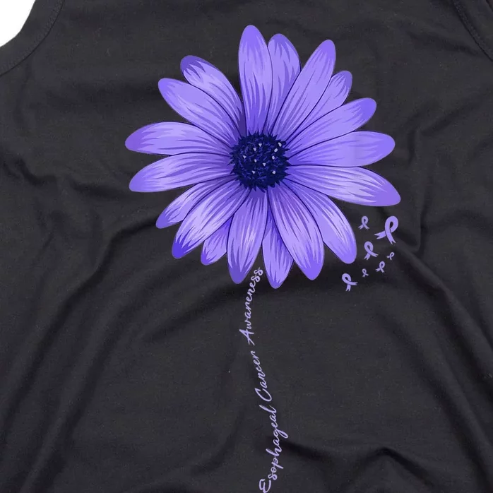 Esophageal Cancer Awareness Sunflower Periwinkle ribbon Tank Top