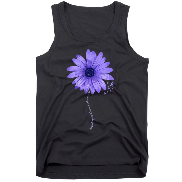 Esophageal Cancer Awareness Sunflower Periwinkle ribbon Tank Top