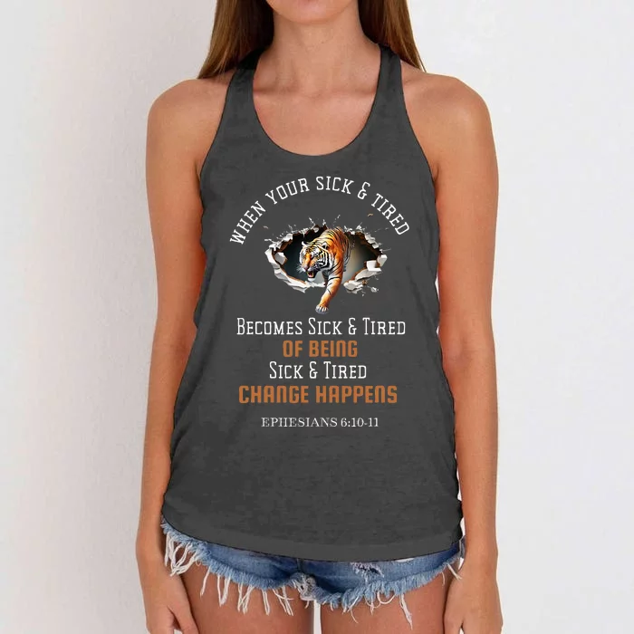 Empowering Christian Apparel When Change Happens Women's Knotted Racerback Tank