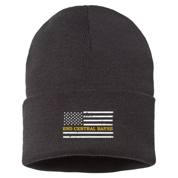 End Central Banks End The Fed American Flag Sustainable Knit Beanie