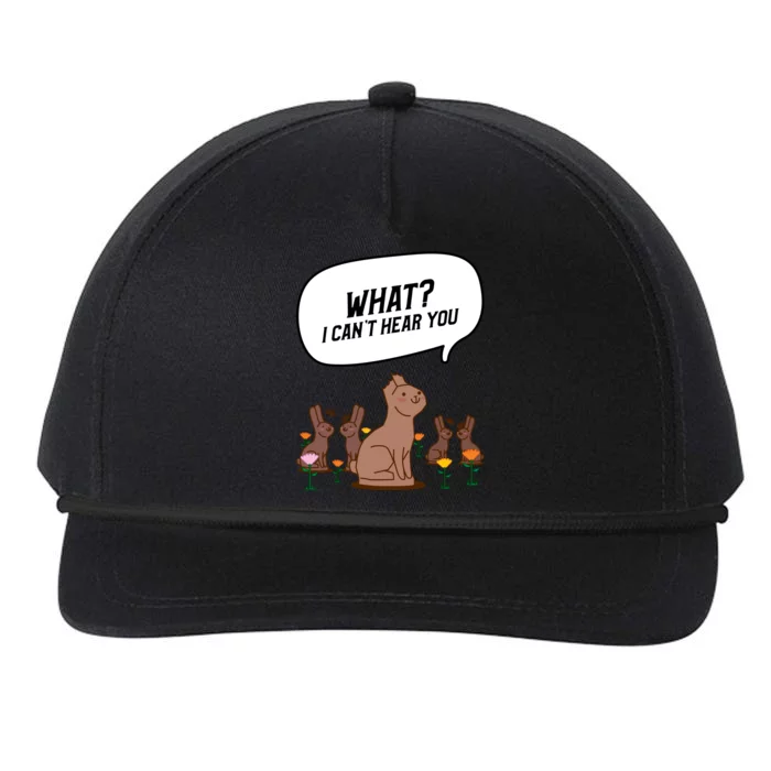 Easter Chocolate Bunny Rabbit Funny I Cant Hear You Snapback Five-Panel Rope Hat