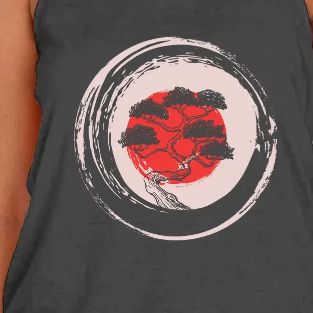 Enso Circle Bonsai Tree Women's Knotted Racerback Tank