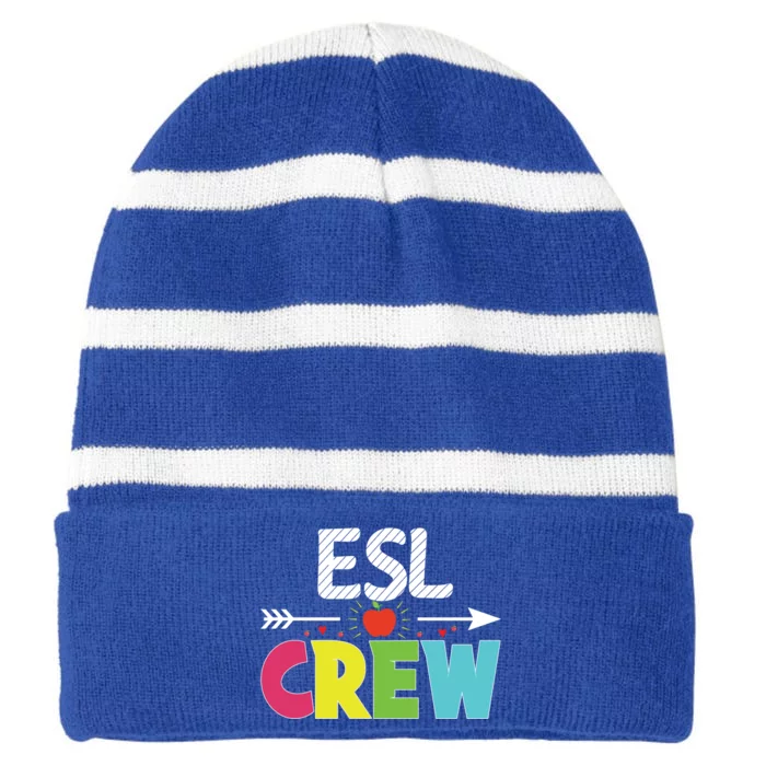 Esl Crew Back To School Teachers Students Great Gift Striped Beanie with Solid Band