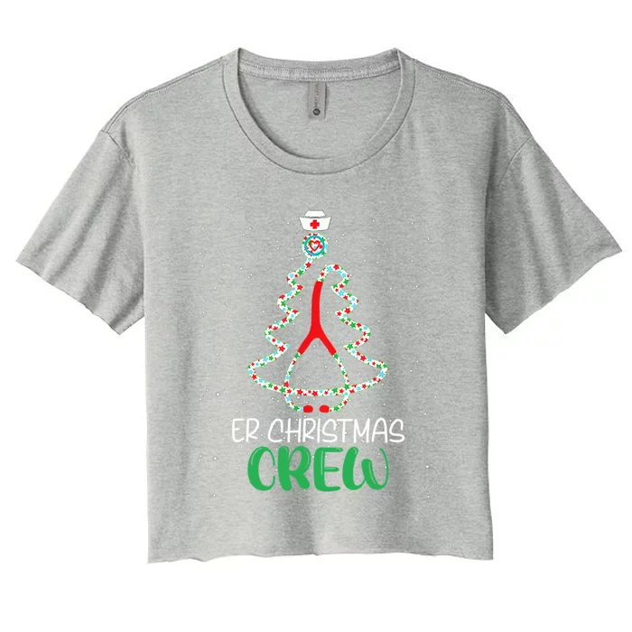 Er Christmas Crew Tree Emergency Room Funny Xmas Nurse Er Funny Gift Women's Crop Top Tee