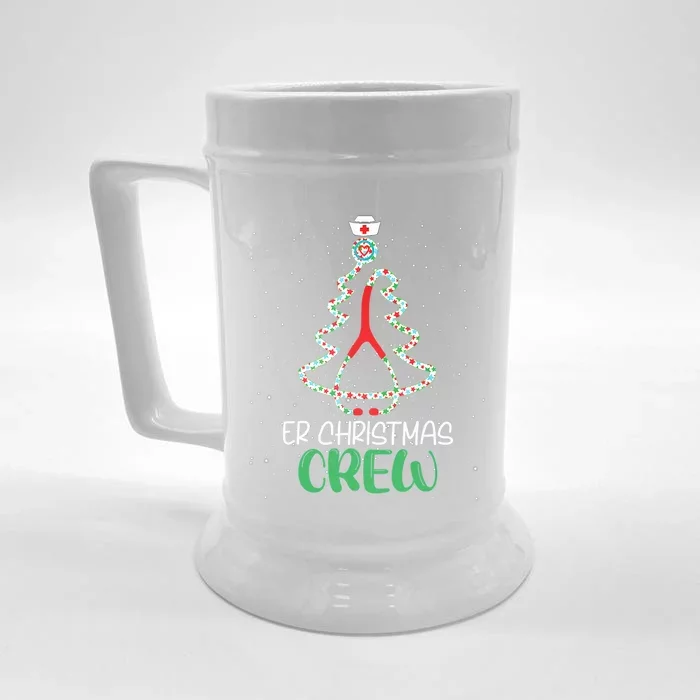 Er Christmas Crew Tree Emergency Room Funny Xmas Nurse Er Funny Gift Front & Back Beer Stein