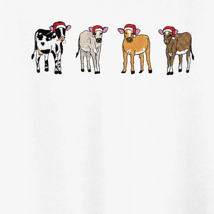 Embroidered Christmas Cow Toddler T-Shirt