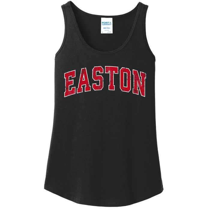 Easton Connecticut Ct Vintage Sports Design Red Design Ladies Essential Tank