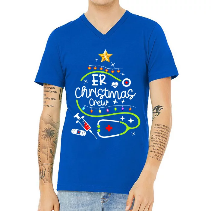 Er Christmas Crew Emergency Room Nurse Er Christmas Tree Gift V-Neck T-Shirt