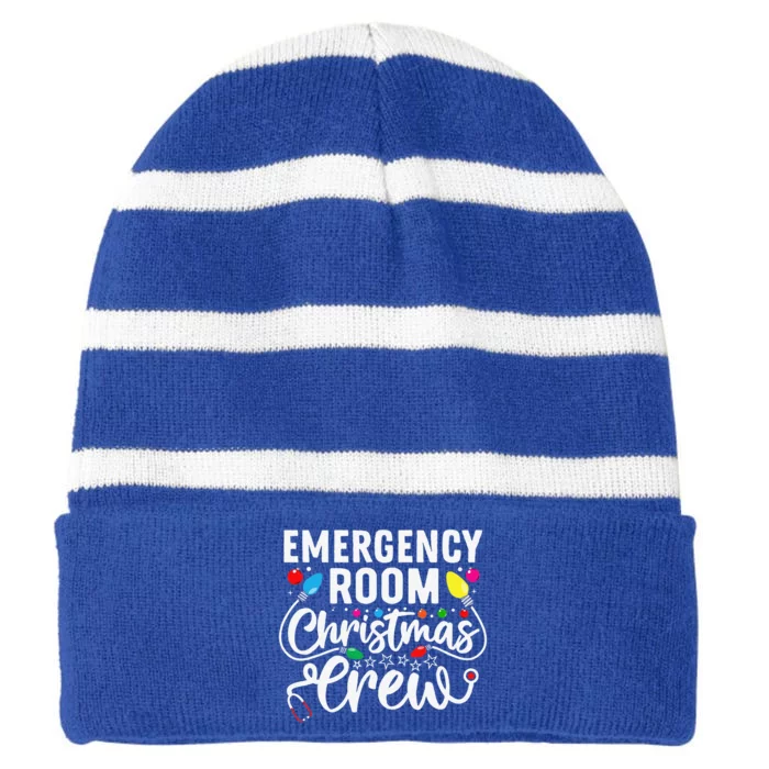 ER Christmas Crew Emergency Room Nurse ER Techs Secretary Striped Beanie with Solid Band