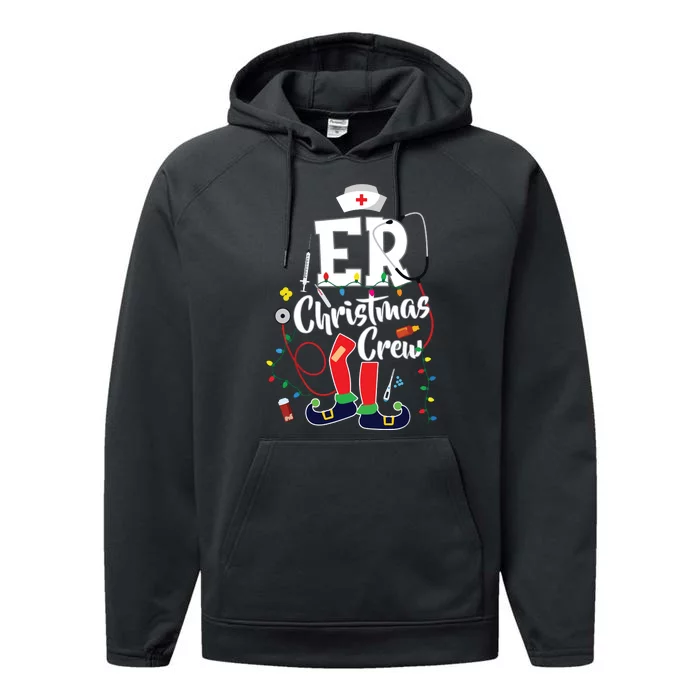 Er Christmas Crew Emergency Room Er Nurse Performance Fleece Hoodie