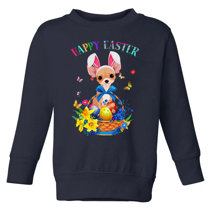 Easter Cute Chihuahua Dog Lover Gifts Bunny Eggs Easter Toddler Sweatshirt