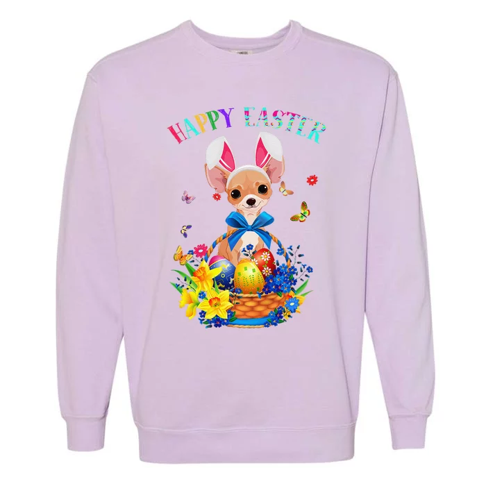 Easter Cute Chihuahua Dog Lover Gifts Bunny Eggs Easter Garment-Dyed Sweatshirt