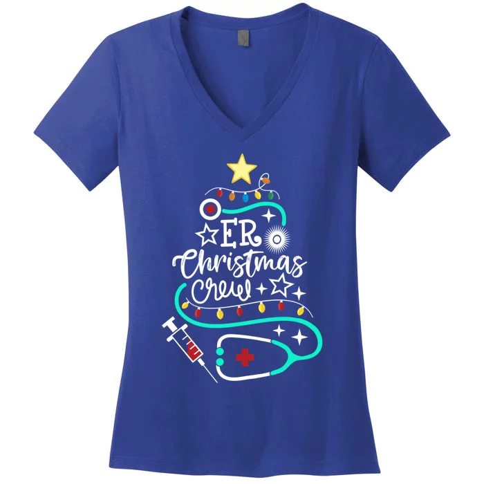 Er Christmas Crew Emergency Room Nurse Er Techs Secretary Cool Gift Women's V-Neck T-Shirt