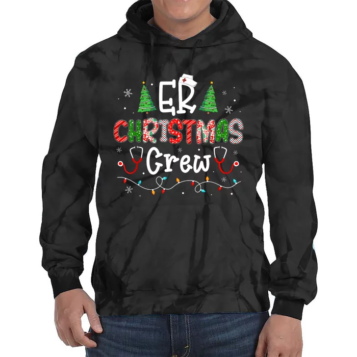 Er Christmas Crew Emergency Room Nurse Er Techs Secretary Tie Dye Hoodie