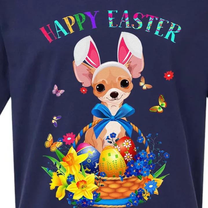 Easter Cute Chihuahua Dog Lover Gifts Bunny Eggs Easter Sueded Cloud Jersey T-Shirt