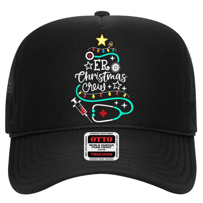 ER Christmas Crew Emergency Room Nurse ER Techs Secretary High Crown Mesh Trucker Hat